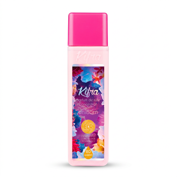 Kifra Unicorn 200ml concentrated laundry perfume bottle on a clean white background