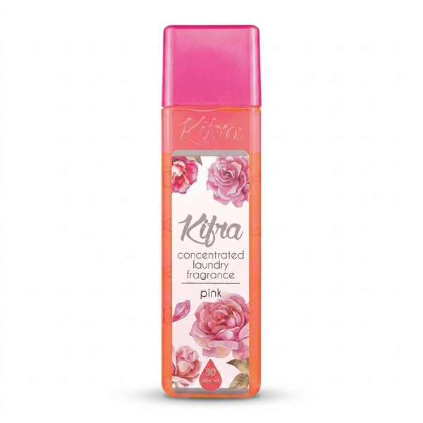Kifra Pink 200ml concentrated laundry perfume bottle on a clean white background