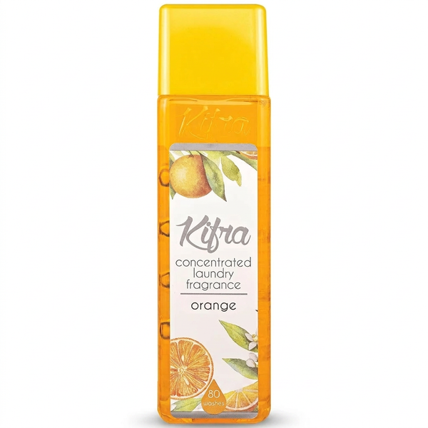 Kifra Orange 200ml concentrated laundry perfume bottle on a clean white background