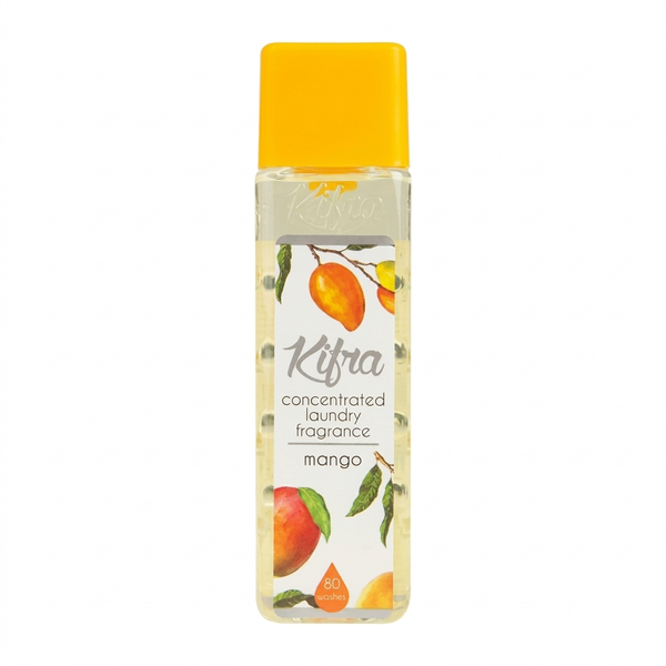 Kifra Mango 200ml concentrated laundry perfume bottle on a clean white background