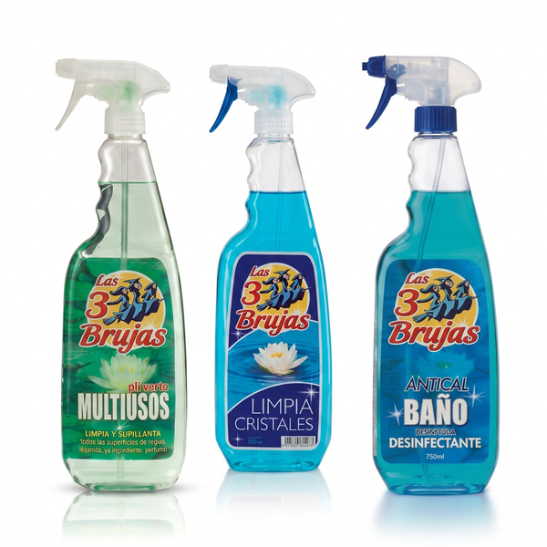 3 Witches 750ml Spray Trio (green, blue, teal) hero on white