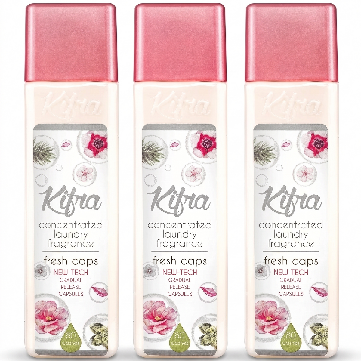 Kifra Fresh Caps 3 Pack — 3 × 200ml, 240 washes