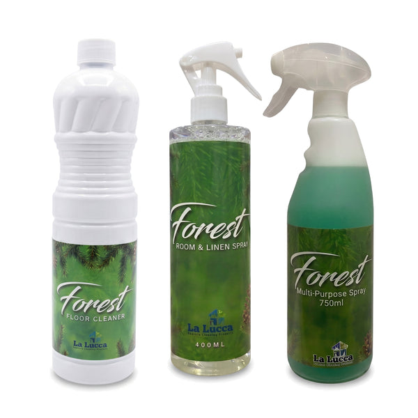 La Lucca Forest Trio bundle on a pure white background